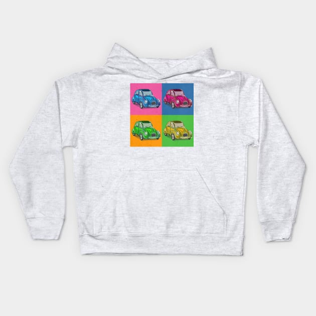 Classic Citroën Deux Chevaux 2CV Loose Sketch - Pop Art Kids Hoodie by ibadishi